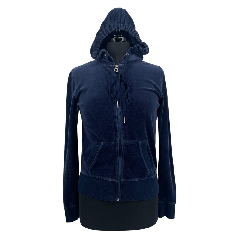 Calvin Klein Performance Quick Dry Womens Navy Velour Zip Up Hoodie Size Small S
